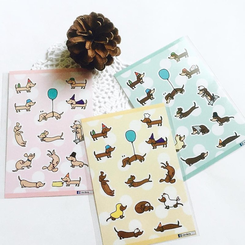 Dachshund transparent stickers (pink. blue. yellow) - Stickers - Paper 