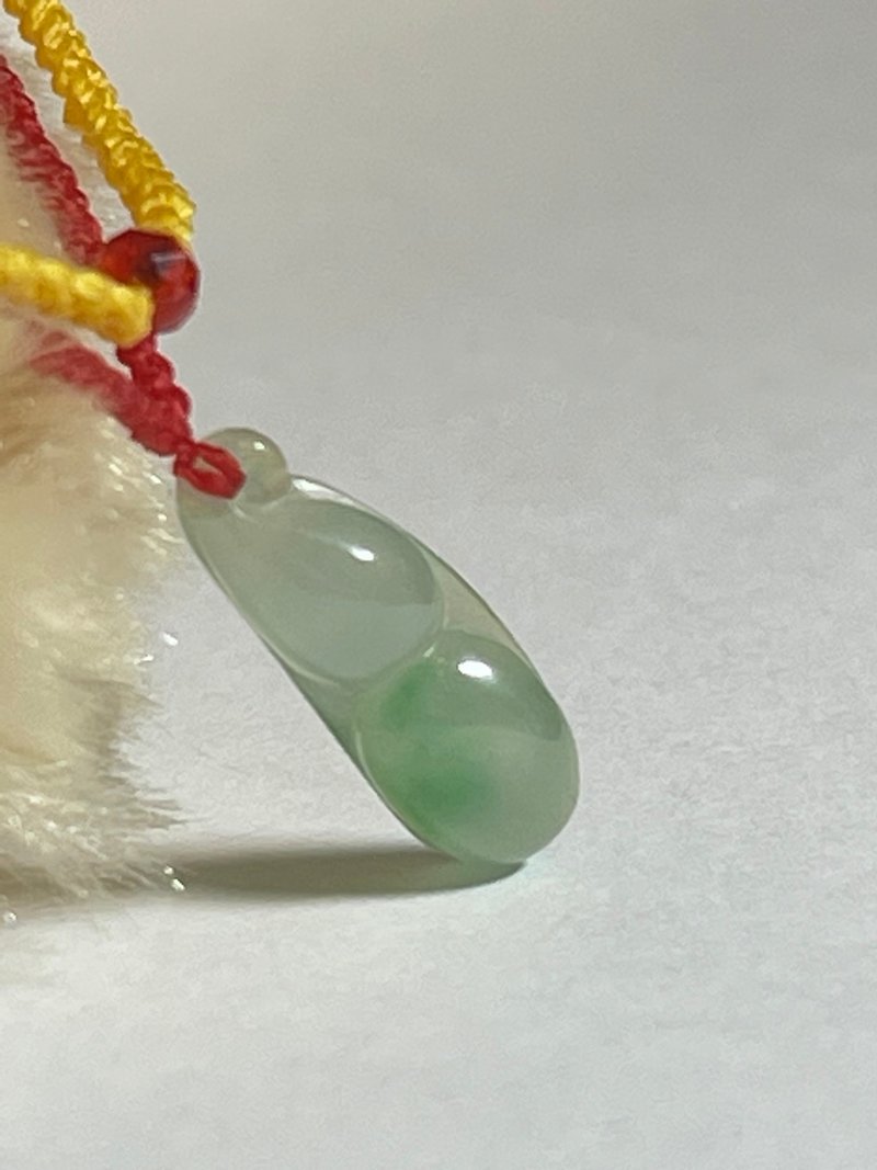 翡翠手作四季豆手環緬甸玉 無優化 天然A貨翡翠  底冰膠飄陽綠花 - 手鍊/手環 - 玉石 