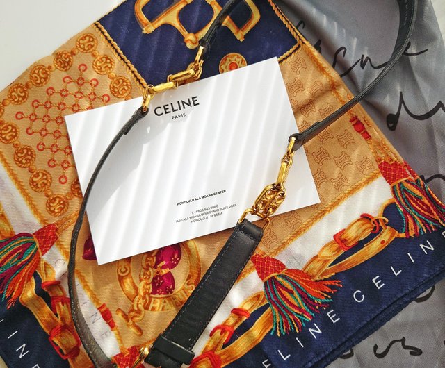 中古 CELINE 凱旋門ゴールドチェーン ブラック ゴールド