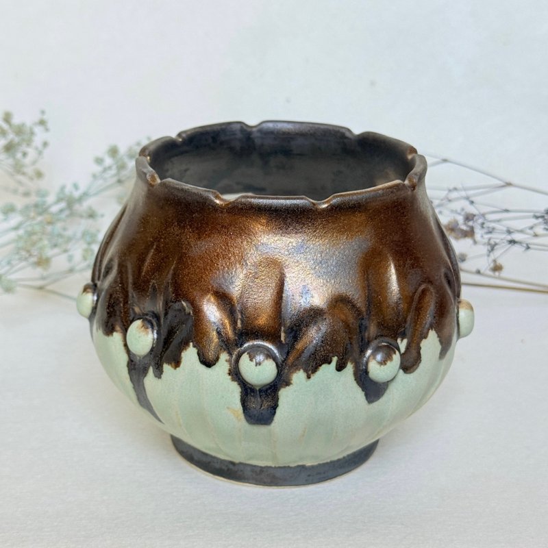鎏光黑。手工陶瓷盆栽 陶器 花盆 花器 陶盆 母親節禮物 - 植栽/盆栽 - 陶 多色
