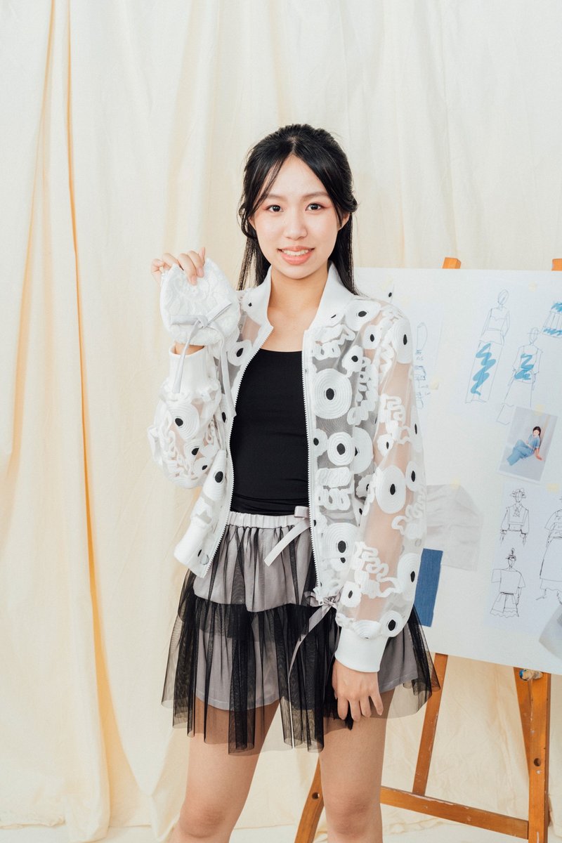 微透膚刺繡泡泡外套 - 女大衣/外套 - 其他材質 白色