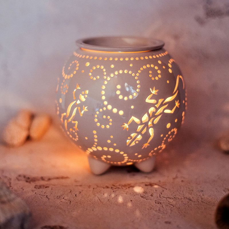 Bearded Dragon Wax Melt Warmer, Ceramic Oil Bur with Lizard, Tealight Holder - 香氛蠟燭/燭台 - 陶 