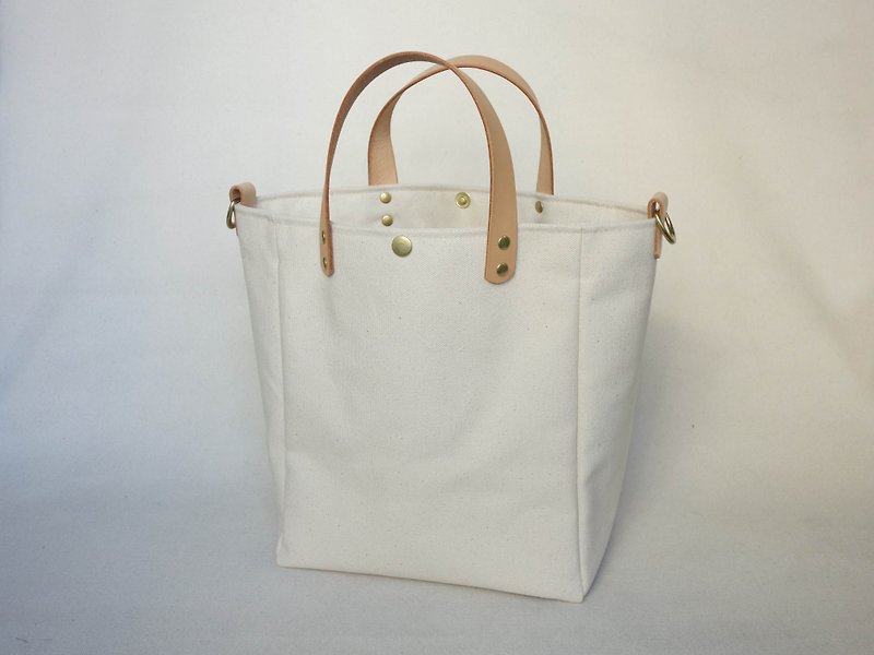 Dual-use simple bag・M・White - กระเป๋าแมสเซนเจอร์ - ผ้าฝ้าย/ผ้าลินิน ขาว