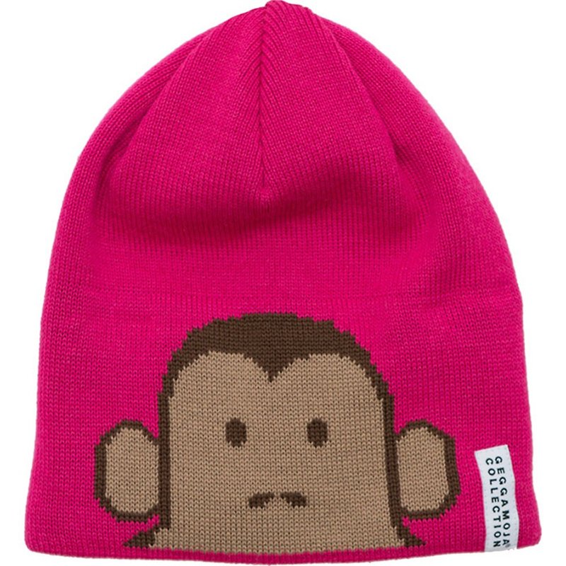 【北歐童裝】瑞典保暖內刷綿密防水毛層羊毛針織帽2歲至6歲 小猴 - 嬰兒帽/髮帶 - 羊毛 紅色