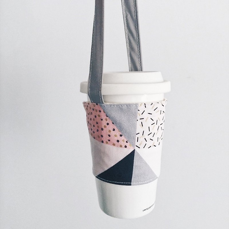 hairmo Point line coffee cup set - powder (family .711. McDonald's. Hand cup) - ถุงใส่กระติกนำ้ - ผ้าฝ้าย/ผ้าลินิน สึชมพู