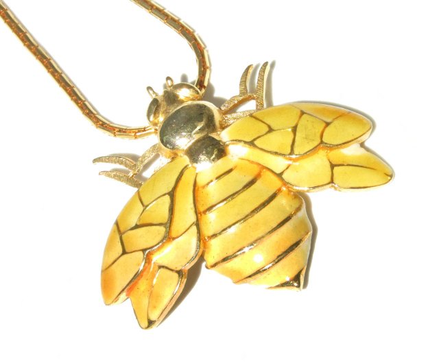 70s Vintage bee motif enamel necklace - Shop panic-art-market 