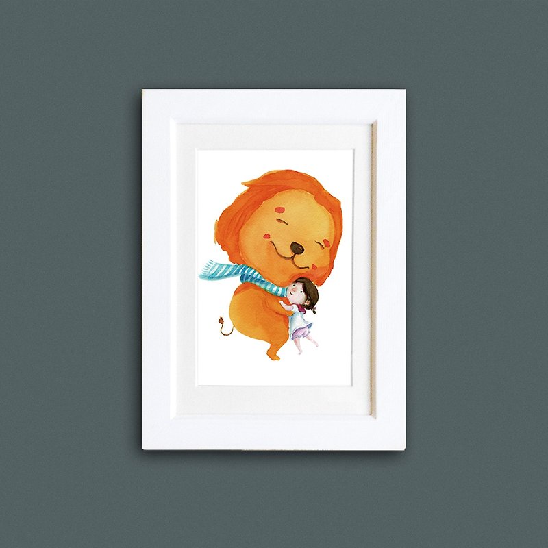 **9cm zoo hug series - Lionel the Poet ** replica painting (with frame) - ตกแต่งผนัง - ไม้ 