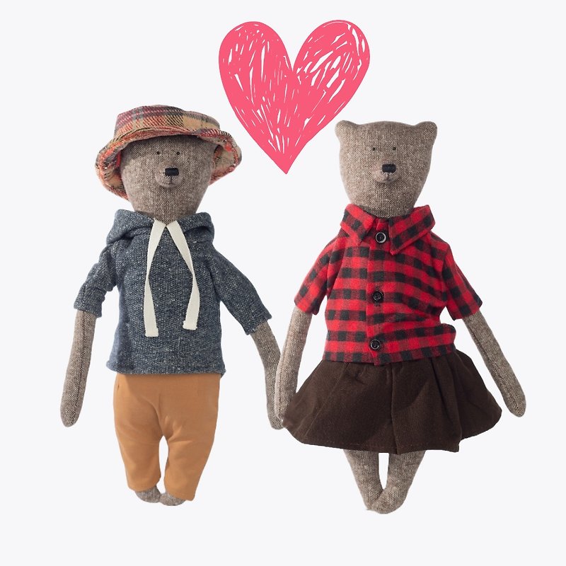 PK bears I Craig bear - Stuffed Dolls & Figurines - Cotton & Hemp Red