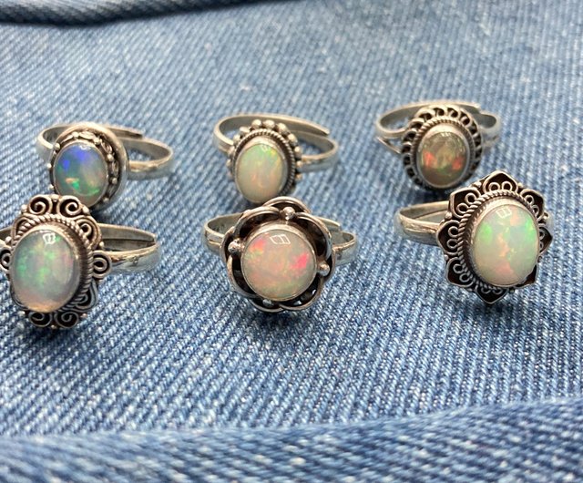 天然オパールリング ネパール ハンドメイド 925 スターリングシルバー