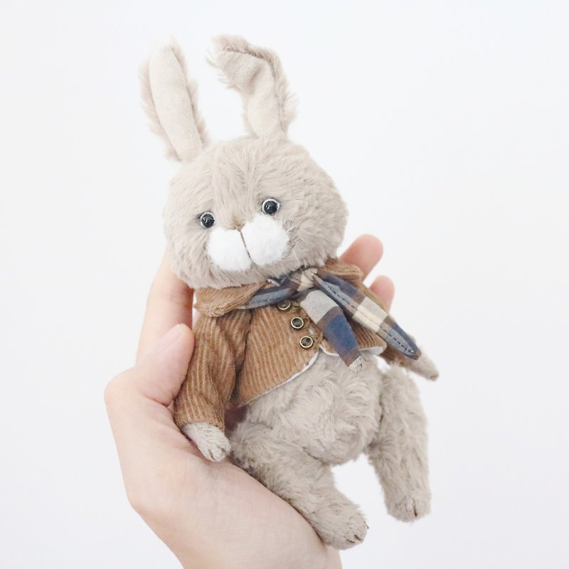 Handmade Artist Teddy rabbit Hope - Stuffed Dolls & Figurines - Other Materials Gray