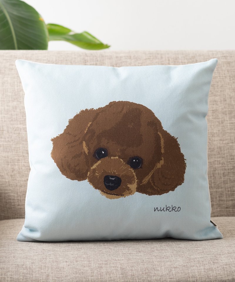 Nukko × Jubilee 合作 亞麻布抱枕套 寵物圖案 迷你貴賓犬(Toro) - 枕頭/抱枕 - 棉．麻 多色