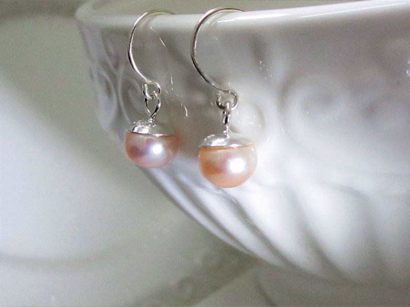 × pearl series | × pearl small circle sterling silver earrings - ต่างหู - เครื่องเพชรพลอย สีเงิน