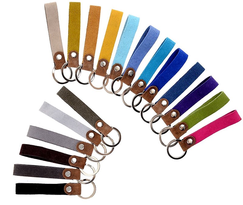 [U6.JP6 Handmade Leather Goods]-Hand-stitched genuine leather and suede hand strap - ที่ห้อยกุญแจ - หนังแท้ 