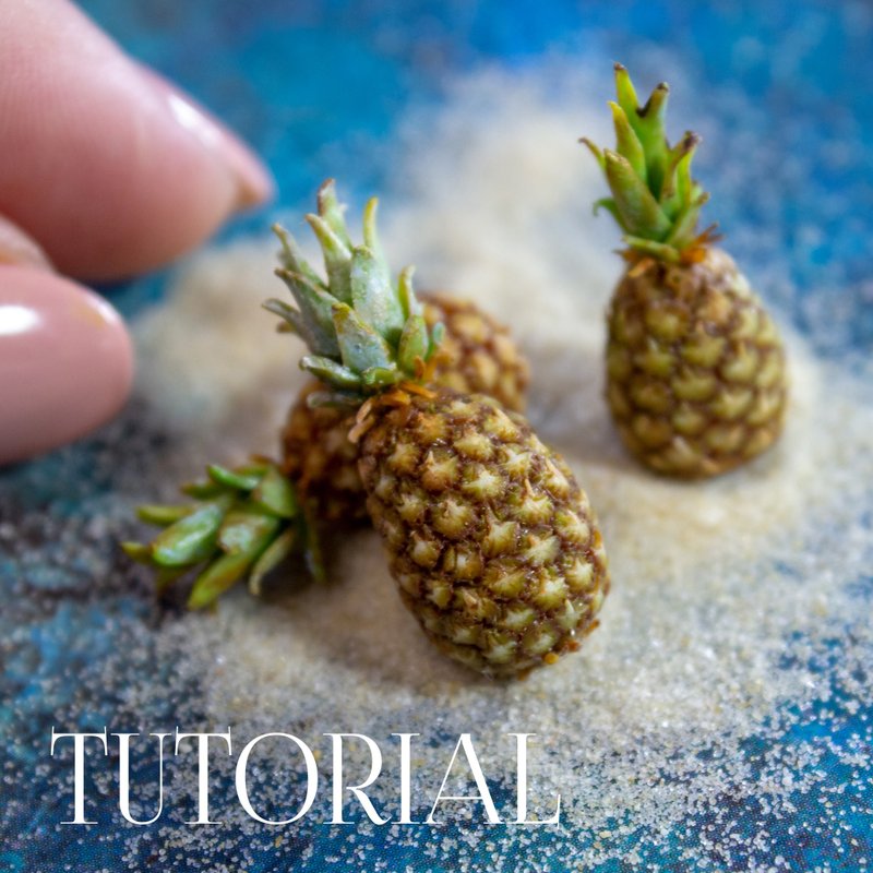 TUTORIAL Miniature polymer clay pineapple | Digital product | PDF + video - 線上教學/教學影片 - 其他材質 