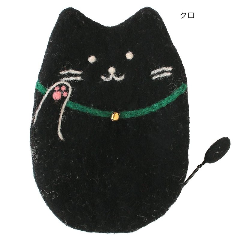 [Hot pre-order] Black cat felt storage bag cosmetic bag 17716000026 Chinese Valentine's Day - Toiletry Bags & Pouches - Wool 