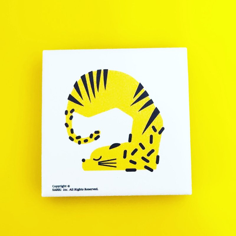 ヒョウ、豹、タイルマグネット、台湾、鉄、ギフト、プレゼント交換、文創、マグネット、タイル - マグネット - 陶器 イエロー