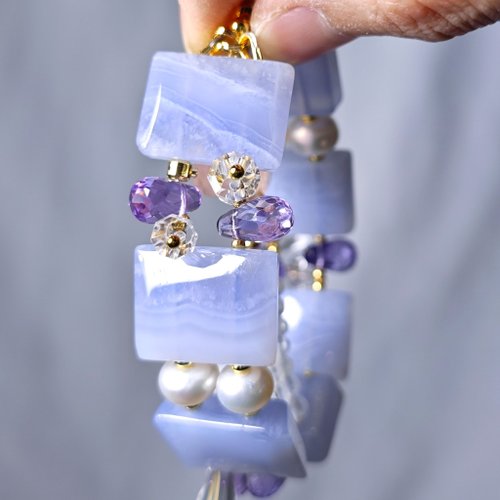 最高級ブルーアゲートスターライトローズクォーツパープルブルー