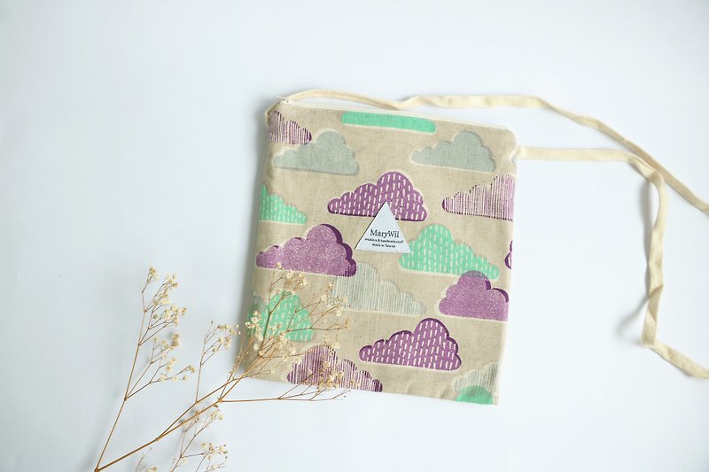 MaryWil方形小包-紫色雲朵 - 側背包/斜孭袋 - 棉．麻 多色