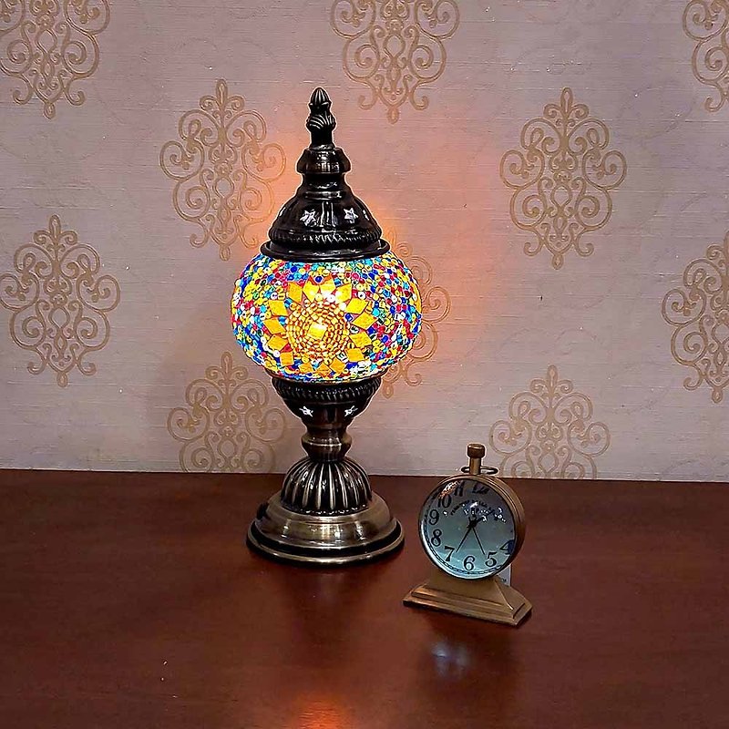 【DREAM LIGHTS】トルコ風モザイクコラージュ小さなテーブルランプ厚いガラスモザイクテーブルランプ - 照明・ランプ - ステンドグラス 多色