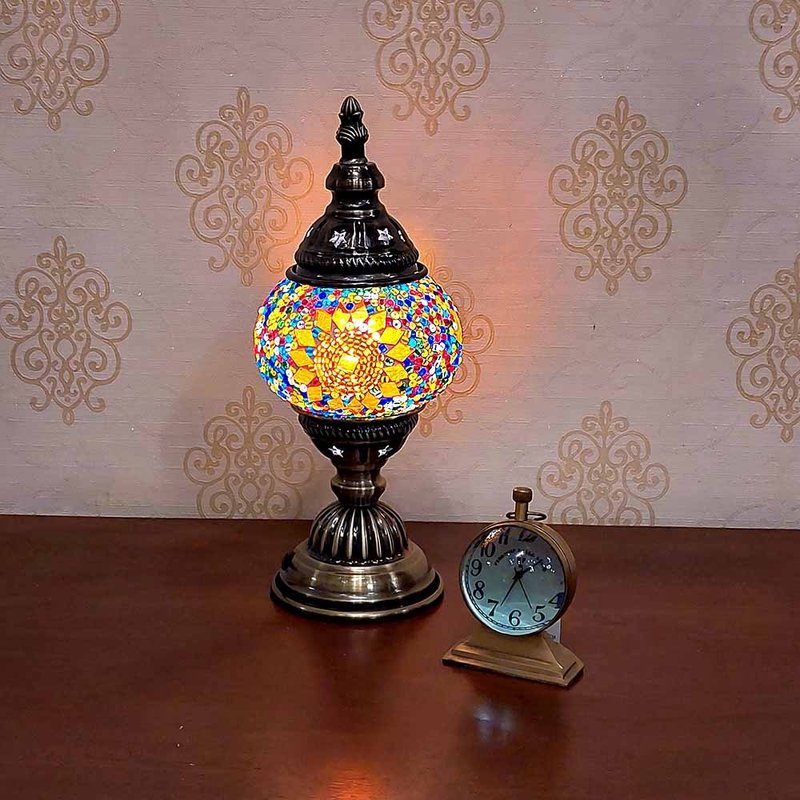 【DREAM LIGHTS】Turkish style mosaic collage small table lamp thick glass mosaic table lamp - โคมไฟ - กระจกลาย หลากหลายสี