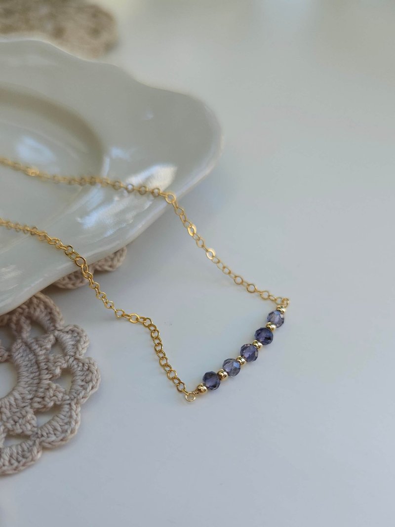 Iolite cordierite necklace/14kgf/commuting/temperament/special/chic - สร้อยคอ - เครื่องประดับพลอย หลากหลายสี