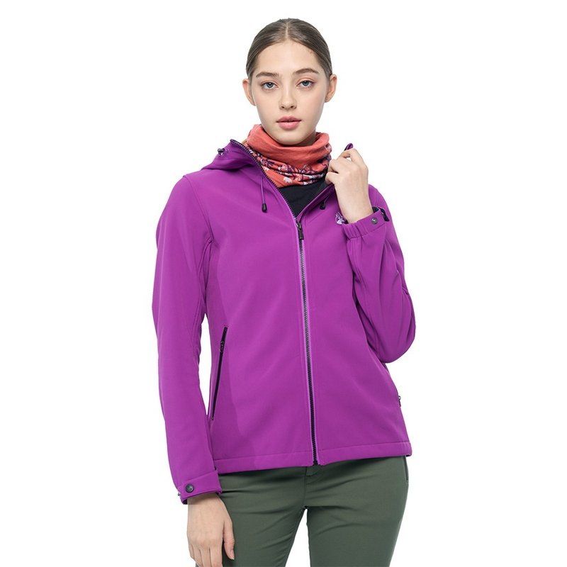 【Wildland Wilderness】Windproof and warm soft shell jacket female violet 0B02915-29 - เสื้อแจ็คเก็ต - ไนลอน สีม่วง