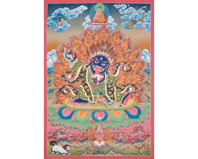 Bernagchan Mahakala: Empowering Thangka Art for Spiritual Journeys - Wall Décor - Other Materials Multicolor