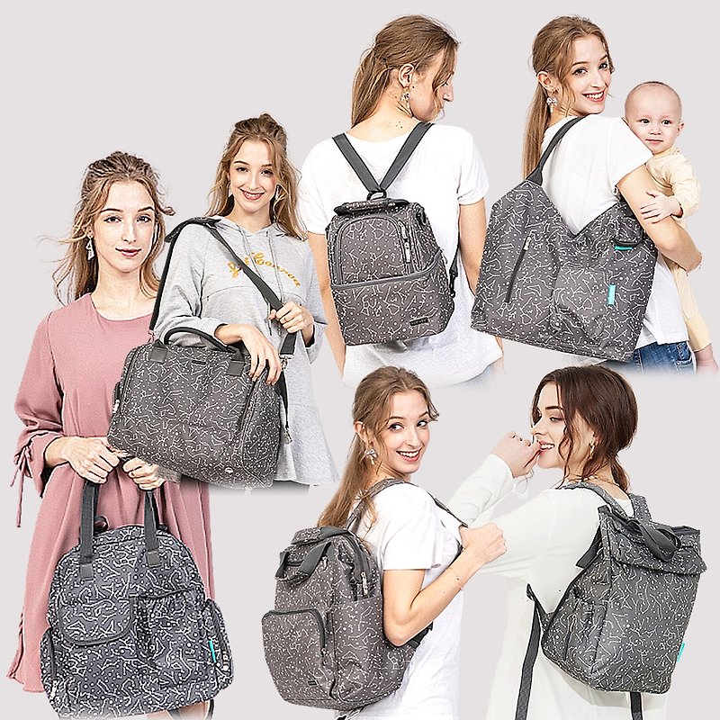 MOOIMOM Maternity Geometric Starry Mother Bag/Milk Storage Bag/Travel Bag - Diaper Bags - Polyester Gray