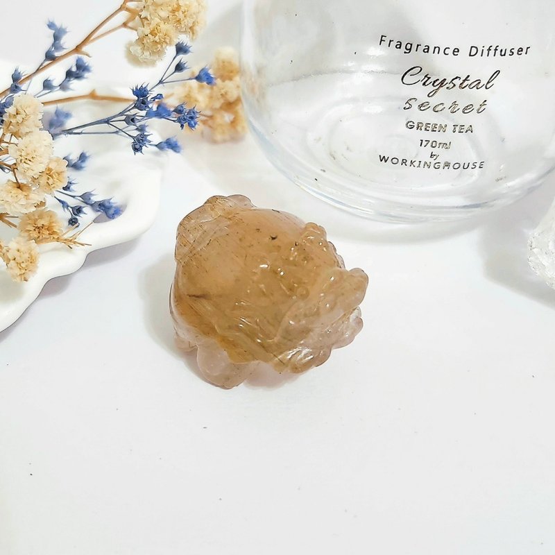 黃兔毛龍龜/招財、增健康之水晶 - 擺飾/家飾品 - 水晶 黃色