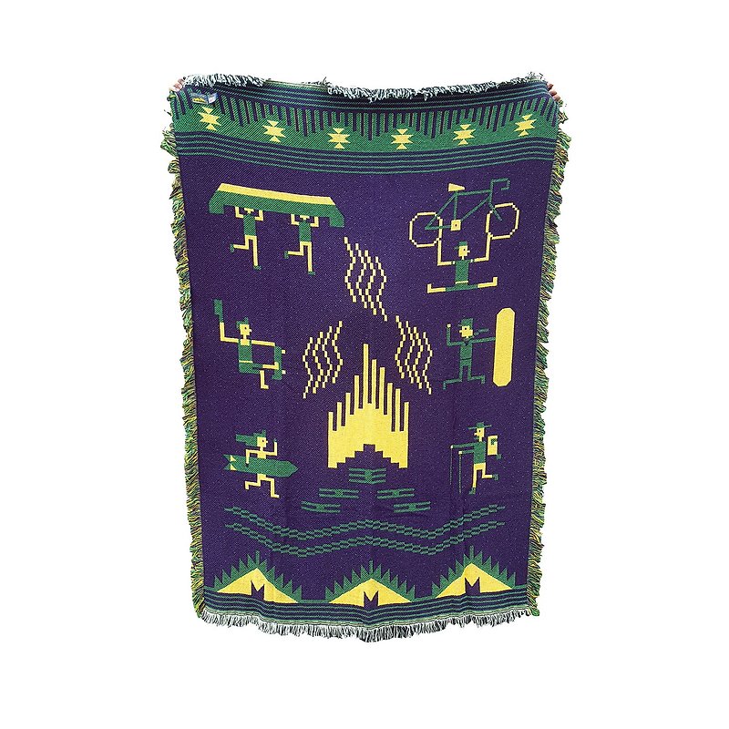 Forest & Waves X knit blanket camping mat _ spiritual fire - ชุดเดินป่า - ผ้าฝ้าย/ผ้าลินิน 