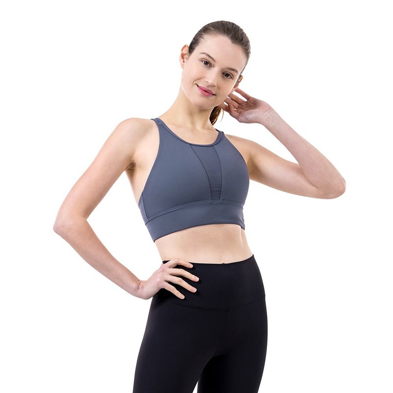 【NAMASTE】Orla2 美胸短上衣 - 灰藍 - 運動內衣 - 尼龍 藍色