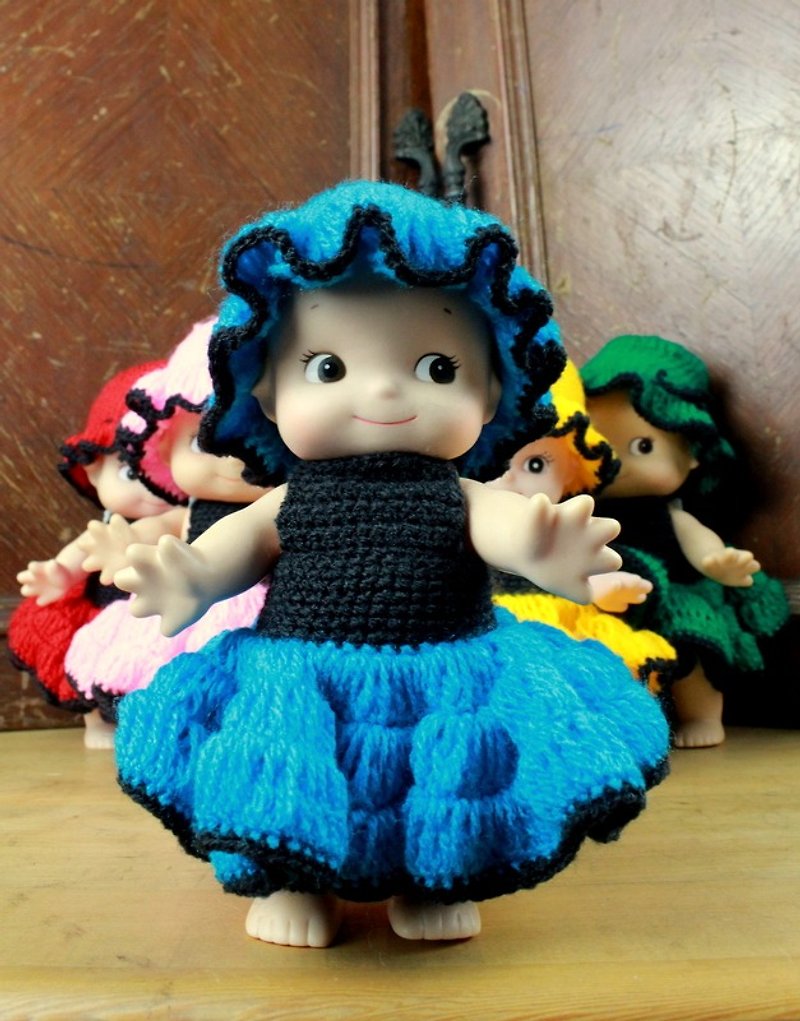 Little Tortoise Ge Ge-Cute Knitted Dress Little Q Ratio-Dark Blue - Stuffed Dolls & Figurines - Other Materials Multicolor