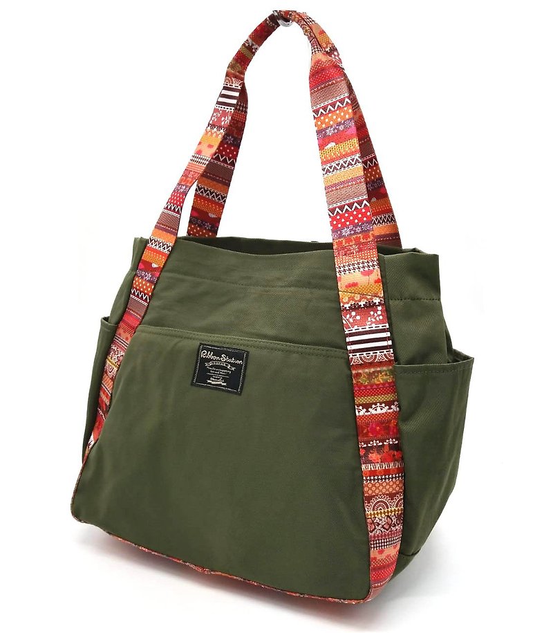 Green Nylon matching printed Minority pattern strap shoulder bag
