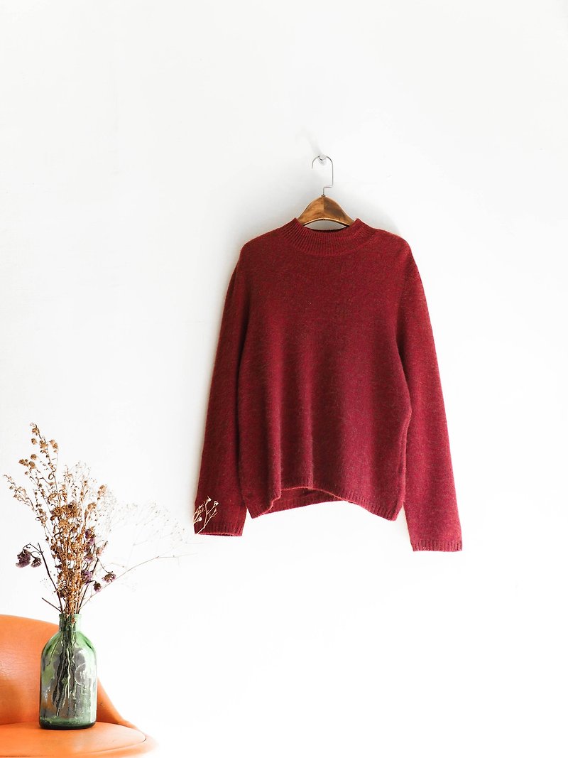 River water mountain - Ishikawa dark red mixed warm warm winter antique Kashmir cashmere sweater old sweater cashmere vintage oversize - Women's Sweaters - Wool Red