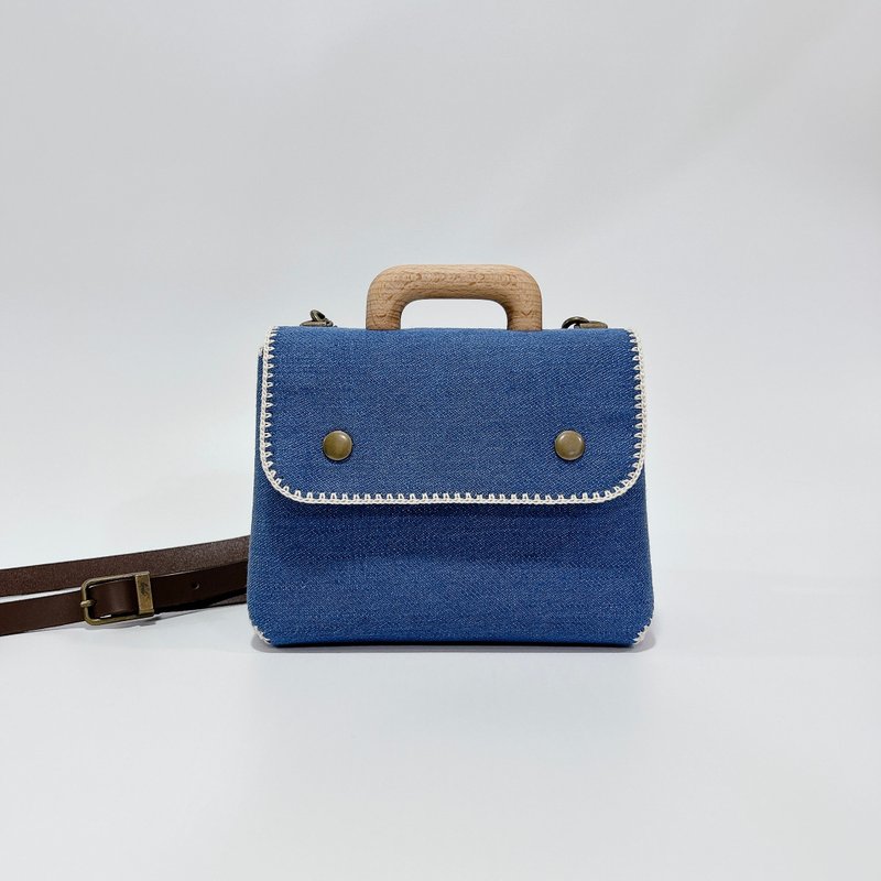 mini bag _ Denim Linen Blend - Handbags & Totes - Other Materials Blue