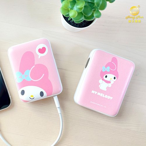 Hong Man】Sanrio Series Pocket Power Bank Plaid Hello Kitty - Shop