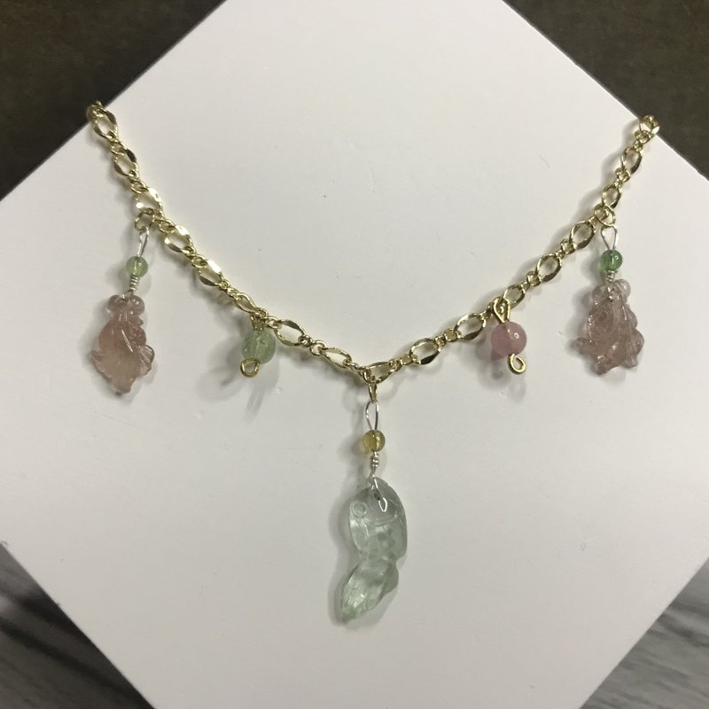 Lucky Vanves Crystal I Stone Tourmaline 14K Bracelet I Candy Fish I Valentine’s Day Gift - Bracelets - Crystal 