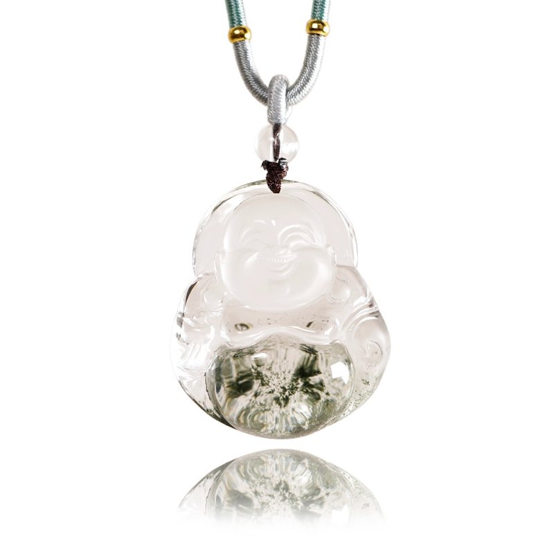 【正佳珠寶】綠幽靈 頂級極淨半盆滿天星綠幽靈 彌勒大肚佛 29.3g - 項鍊 - 半寶石 多色