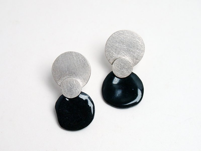 Gem Series  #a278 Emanel earring - ต่างหู - เงิน สีดำ