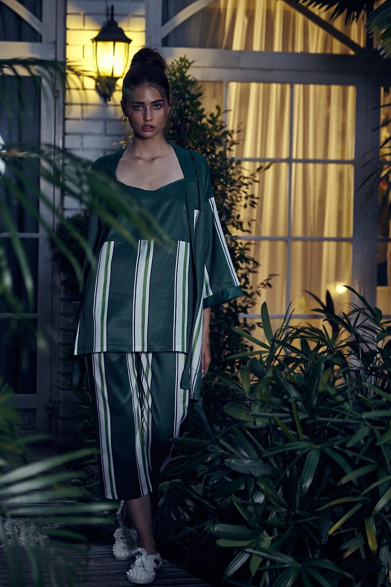 Noelle - Nightwear Color: Emerald Stripes (CRNW15) - 其他 - 其他材質 綠色