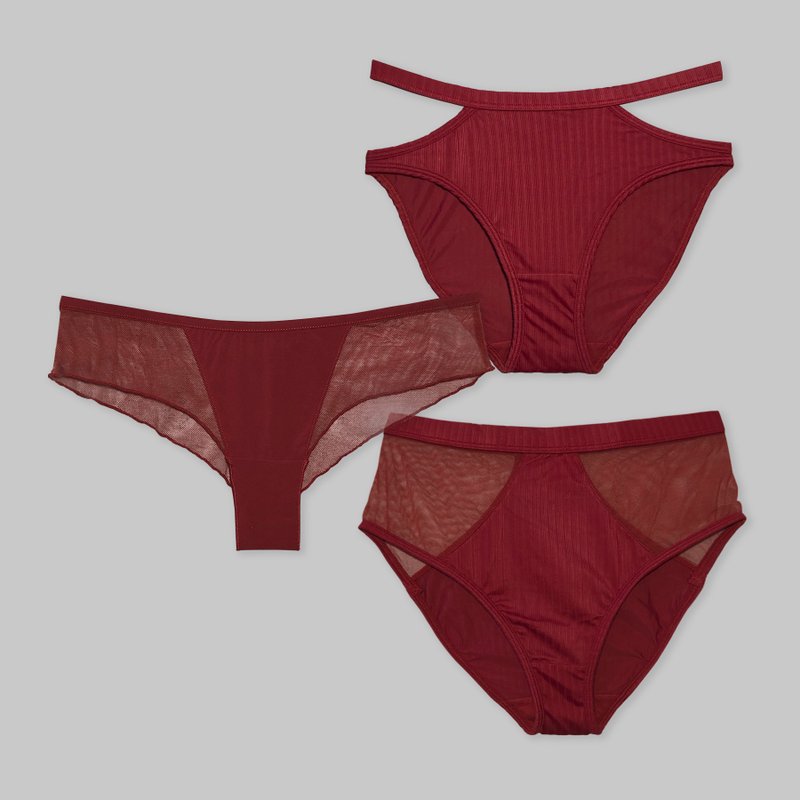 【福袋】ornoir.co 紅色 Maroon 內褲福袋 - 女內衣褲 - 聚酯纖維 紅色
