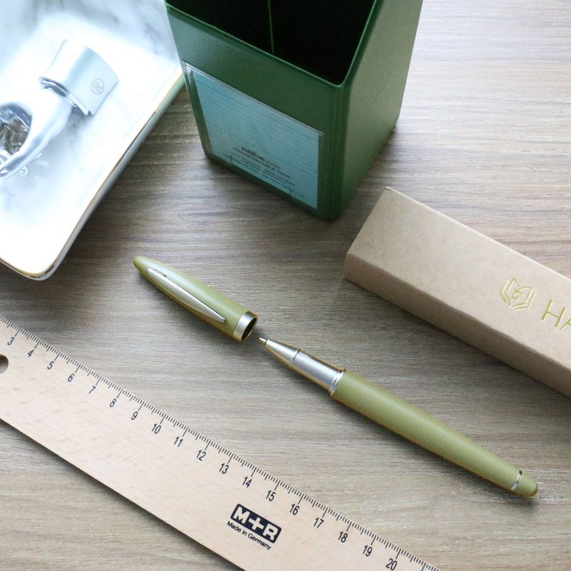 [Customized gift] HAPPYMT happy ball point pen - thin cyan Silver clip can be shipped quickly - Rollerball Pens - Copper & Brass Green