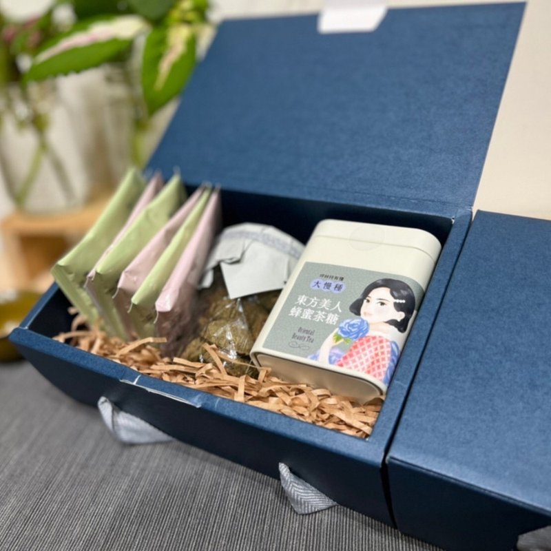 茶香貝貝禮盒(文山包種&東方美人茶包、包種茶瑪德蓮餅乾、茶糖) - 其他 - 新鮮食材 藍色