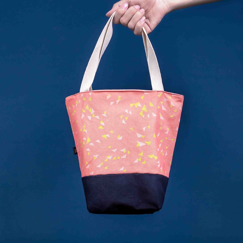 Custom text. Corner Lunch Bag lunch bag. Zipper - Handbags & Totes - Cotton & Hemp Pink