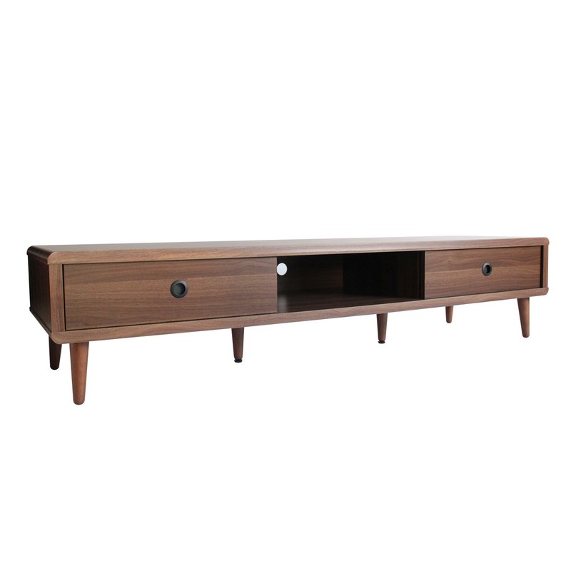 Nordic Japanese Retro Double Sliding Door TV Cabinet/ Walnut Grain - TV Stands & Cabinets - Other Materials Brown