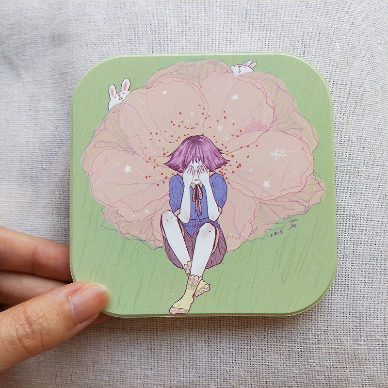 [Illustration Ceramic Coaster] Runaway Girl - Coasters - Porcelain Green