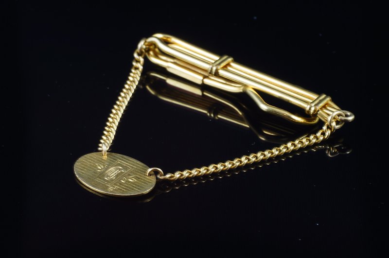 [C'est Cufflinks] SIMMONS US vintage with D chain chain tie clip - Cuff Links - Other Metals Gold