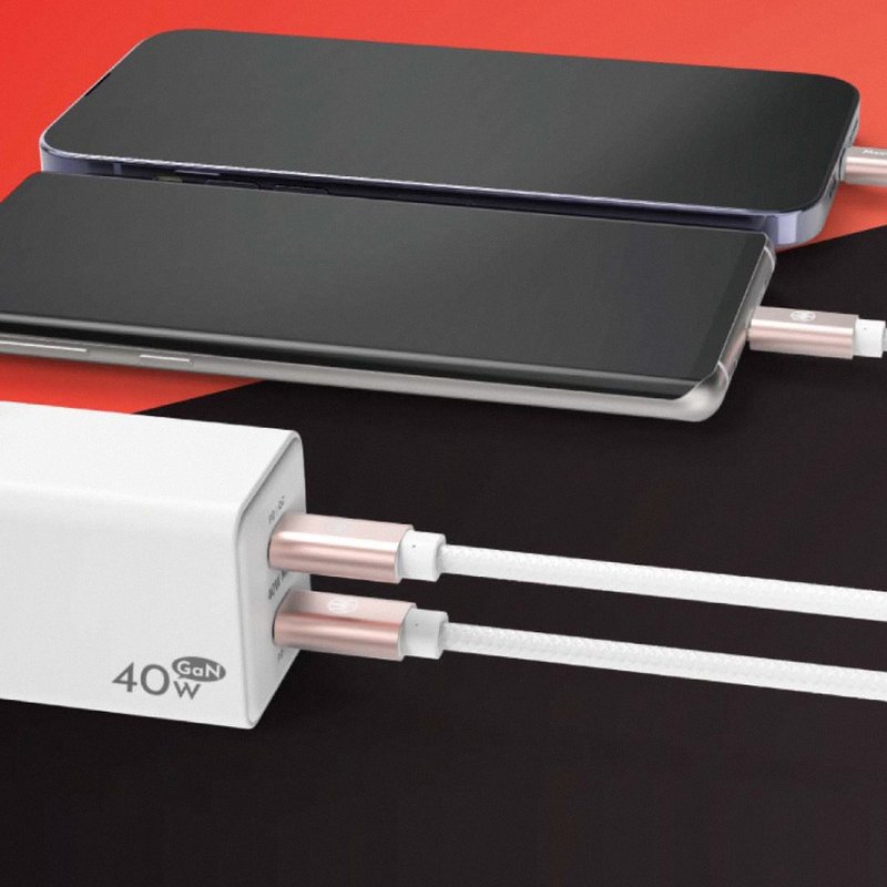 Meet Mind  雙PD GaN 40W USB-C to Lightning MFI 快速充電組 - 手機配件 - 其他材質 白色