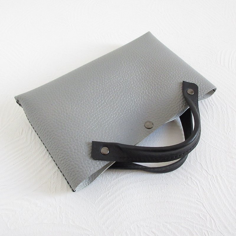 Looks great when held as is/Cowhide/Bag-in-bag/Hand sewing/058 - Handbags & Totes - Genuine Leather Gray