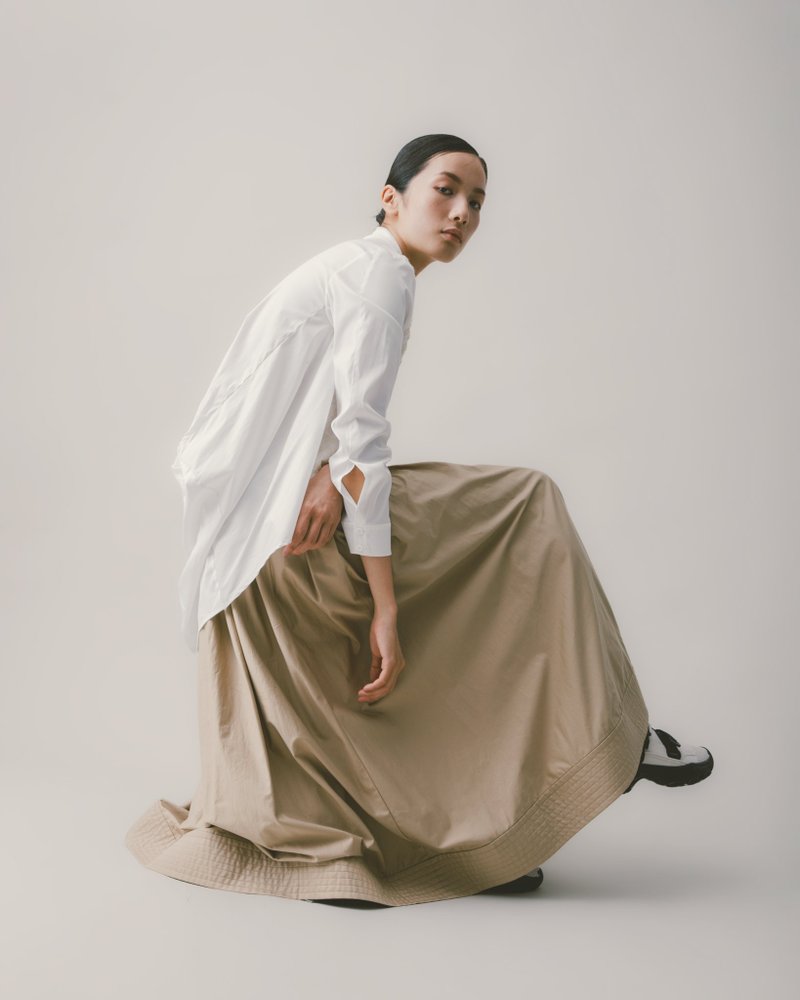 UUIN_卡其色細褶長裙 - 裙子/長裙 - 棉．麻 卡其色